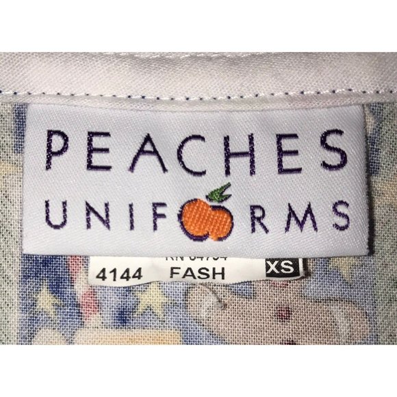 Santa I Believe Christmas Snowman Bear Gingerbread Star Scrub Peaches XS Women - Picture 3 of 11